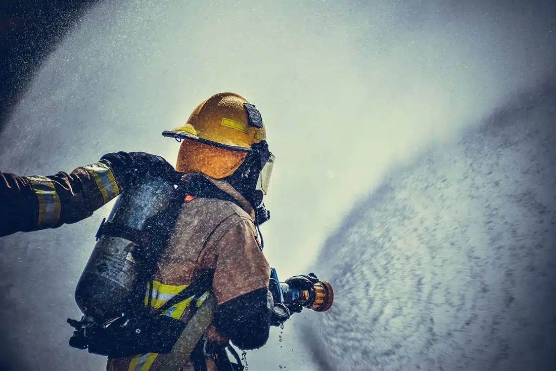 Firefighters respond to a building fire