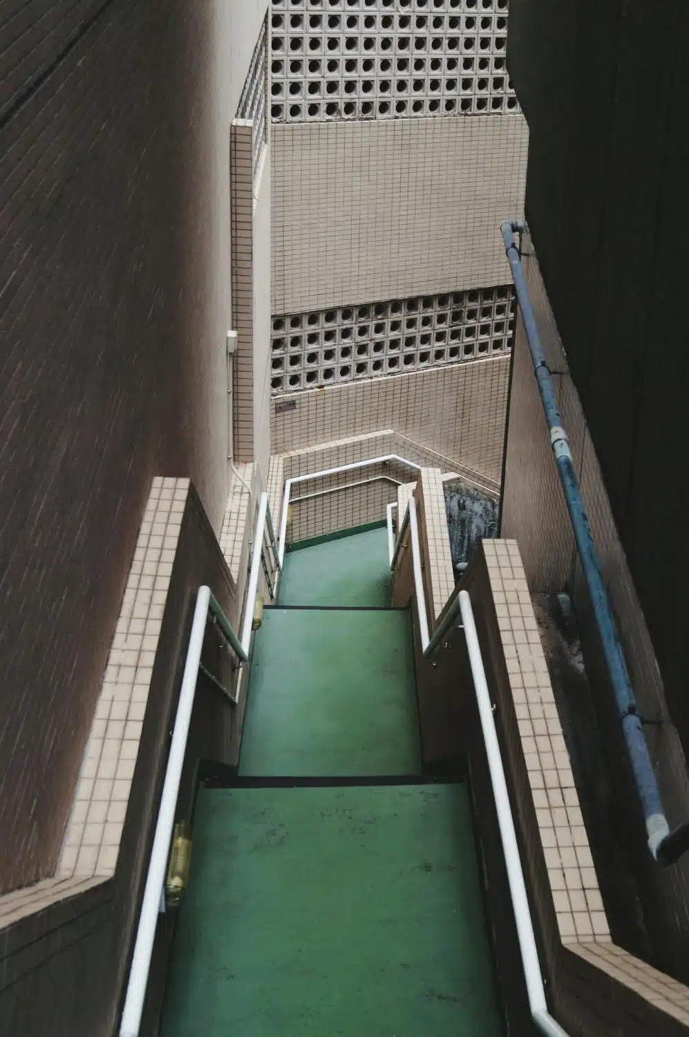 high angle view of building staircase